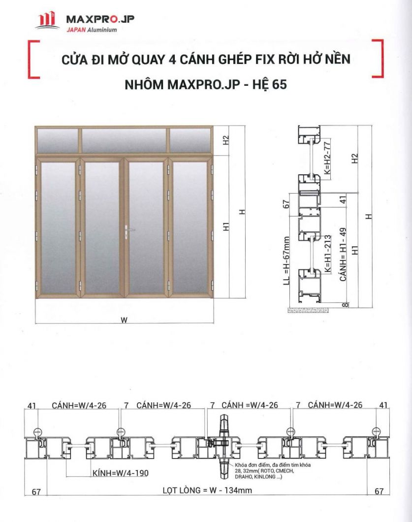 CỬA NHÔM NHẬT BẢN MAXPRO HỆ 65 VÀ 65 PLUS